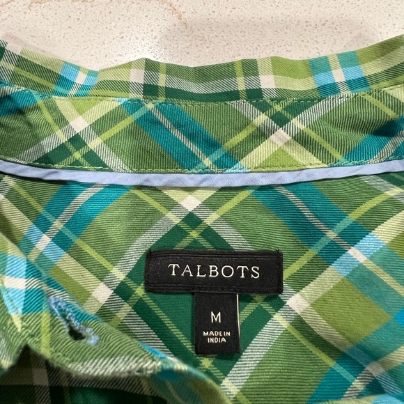 Talbots Green Plaid Lightweight Flannel - Picture 2 of 7